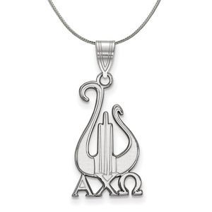 Sterling Silver Alpha Chi Omega Large Pendant Necklace - 20 Inch